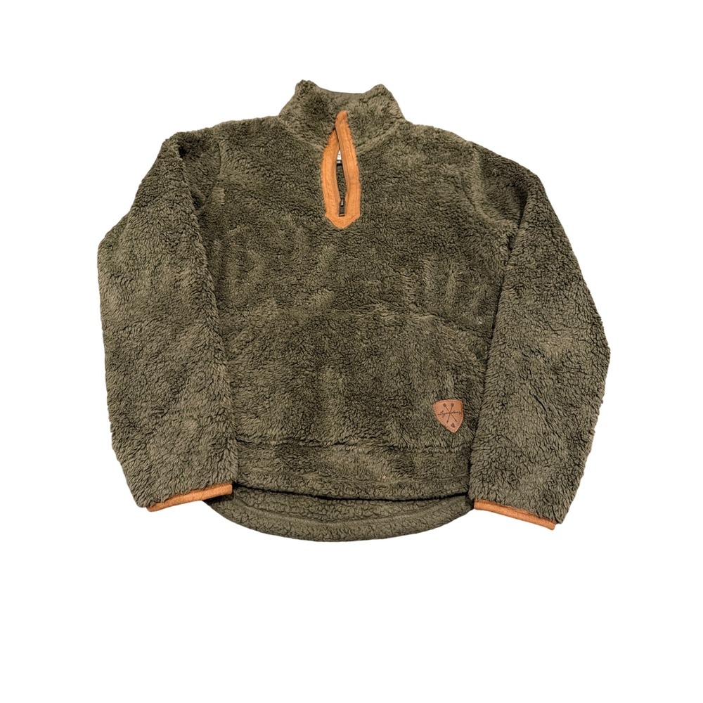 Legendary Whitetails Mens Olive Green Sherpa Fleece Quarter Zip Pullover Medium